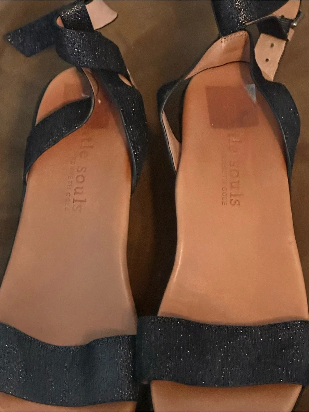 Kenneth Cole Black Glitter Platform Sandals